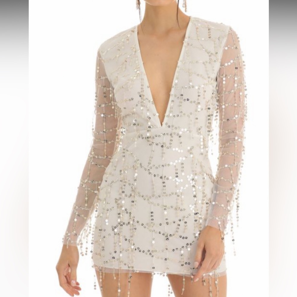 Lucy in the Sky Sequin Mini White Dress